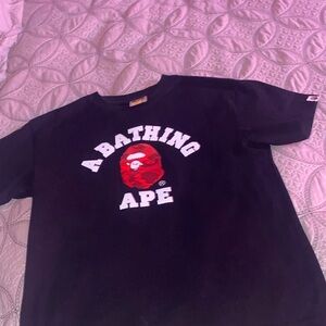 Bape Black/Red Camo College Tee